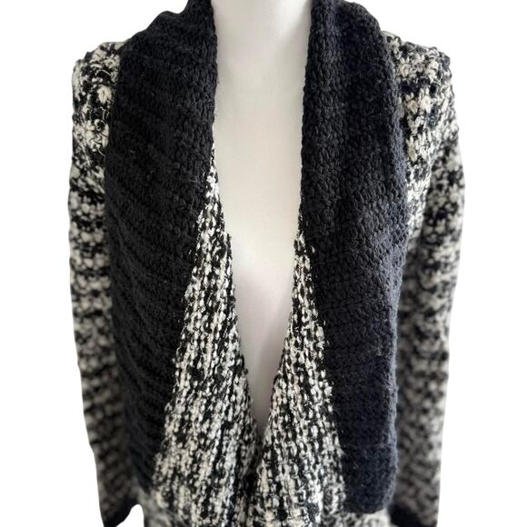 LOFT Black and White Open Front Cardigan | Medium - Picture 2 of 5